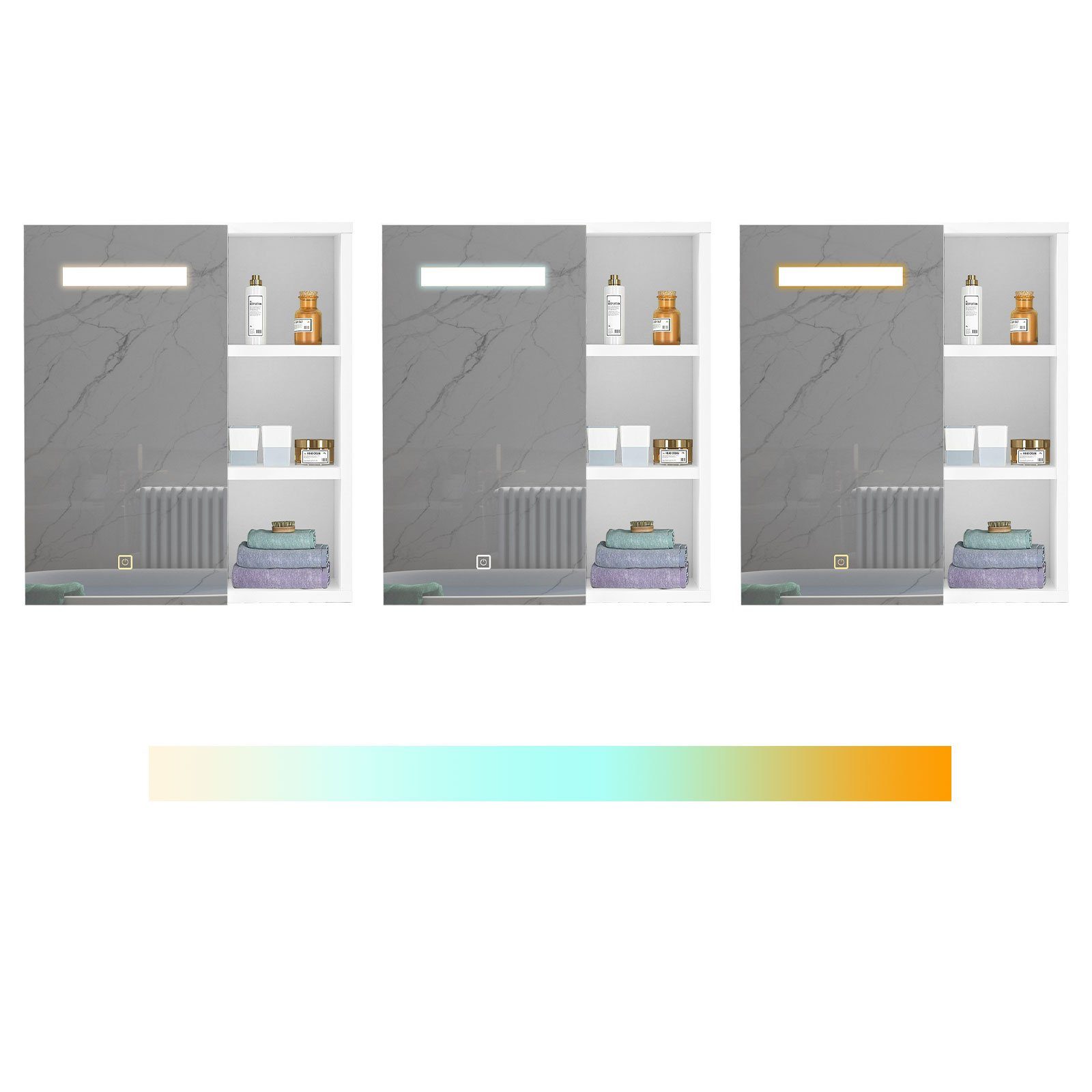 CLIPOP Badezimmerspiegelschrank Wandschrank (1er Set) 45x16.5x52cm Spiegelschrank, LED Spiegelschrank mit Touchschalter