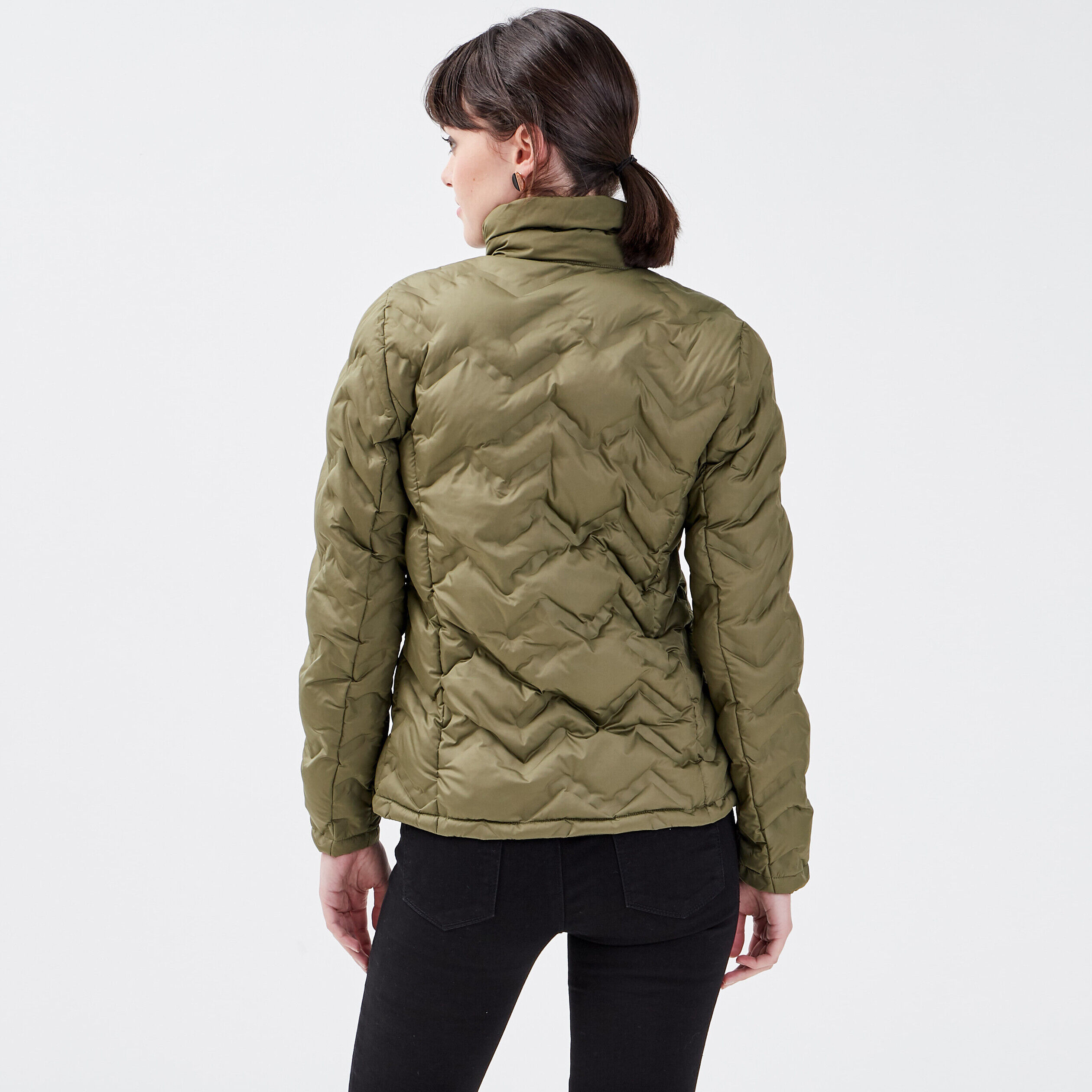 Doudoune droite zippée vert kaki femme | Cache Cache