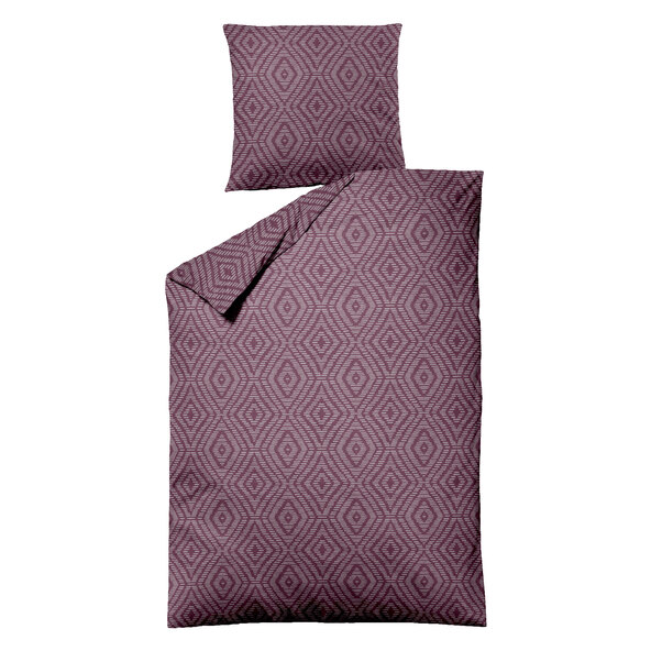 Bettwäsche Jacquard-Feinbiber 135/200 + 80/80 cm, Raute bordeaux