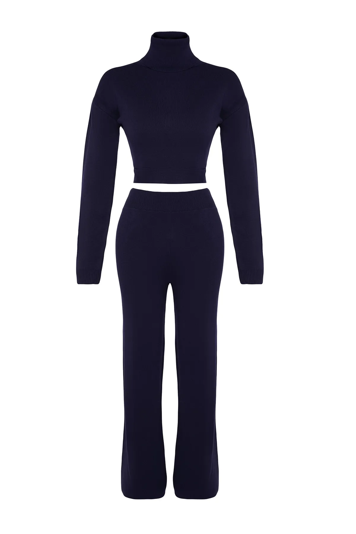Trendyol Collection  Marineblaues Strickoberteil- und -unterteil-Set mit Krawatte und Hose TWOAW21AU0093