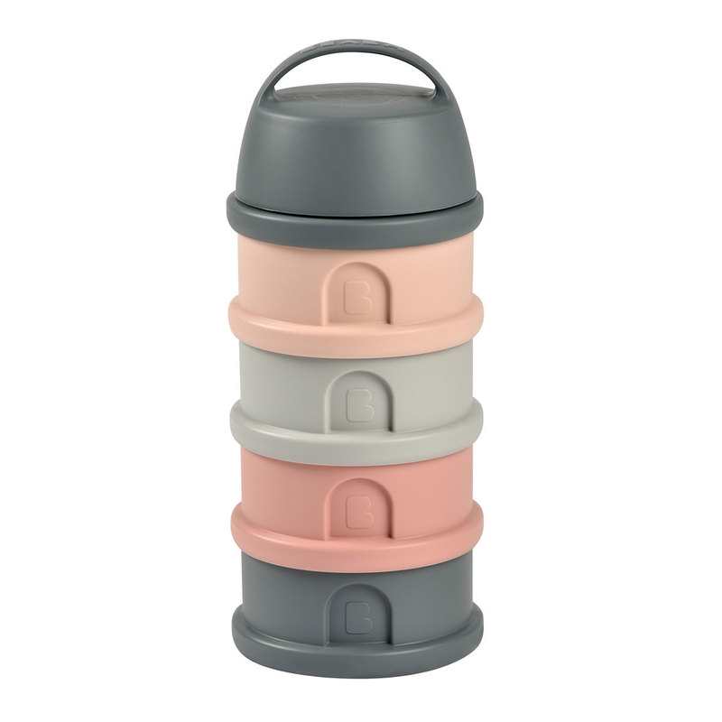 Boîte doseuse de lait empilable rose et grise Beaba