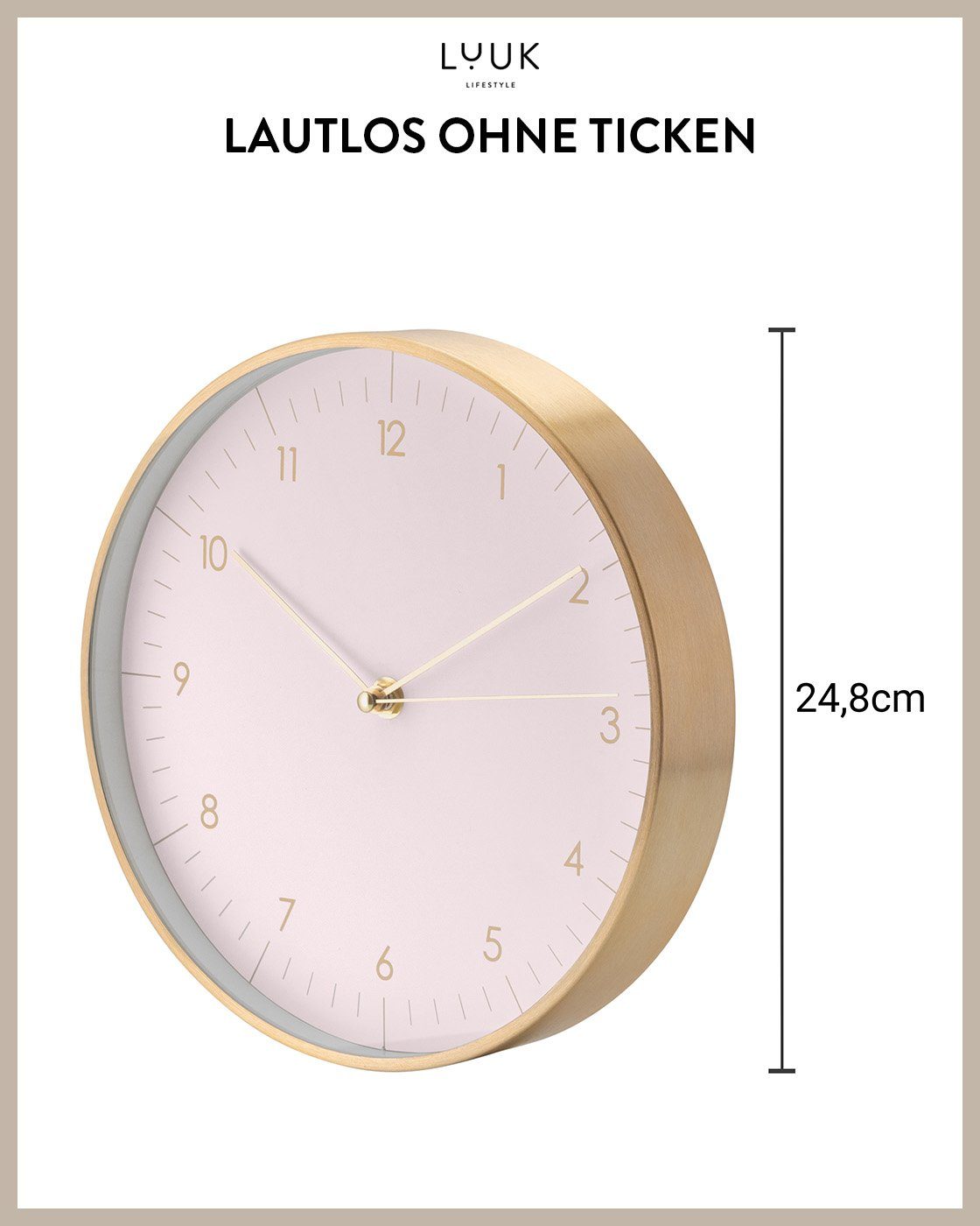 LUUK LIFESTYLE Wanduhr Helsinki (lautlos und ohne Ticken, modernes & skandinavisches Design)
