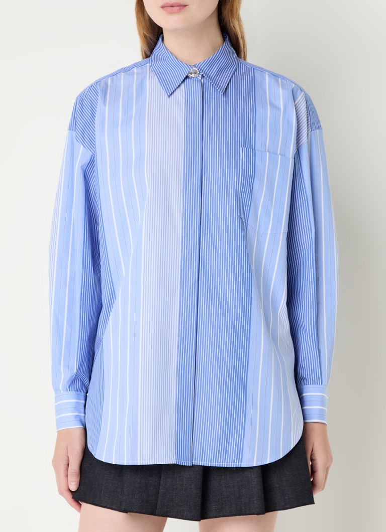 Maje Oversized blouse with stripe print and chest pocket