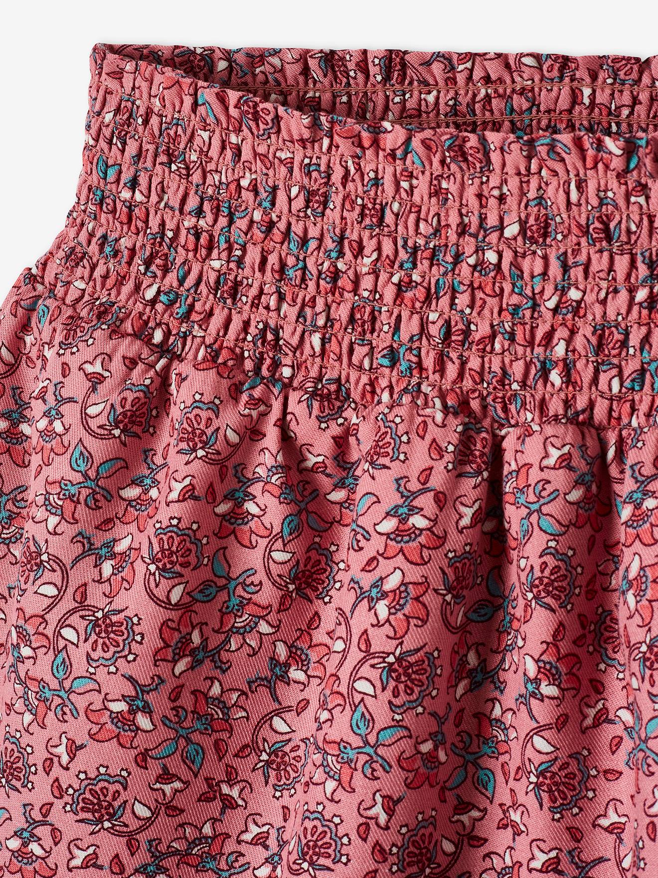 Jupe-short volantée fille rose imprimé