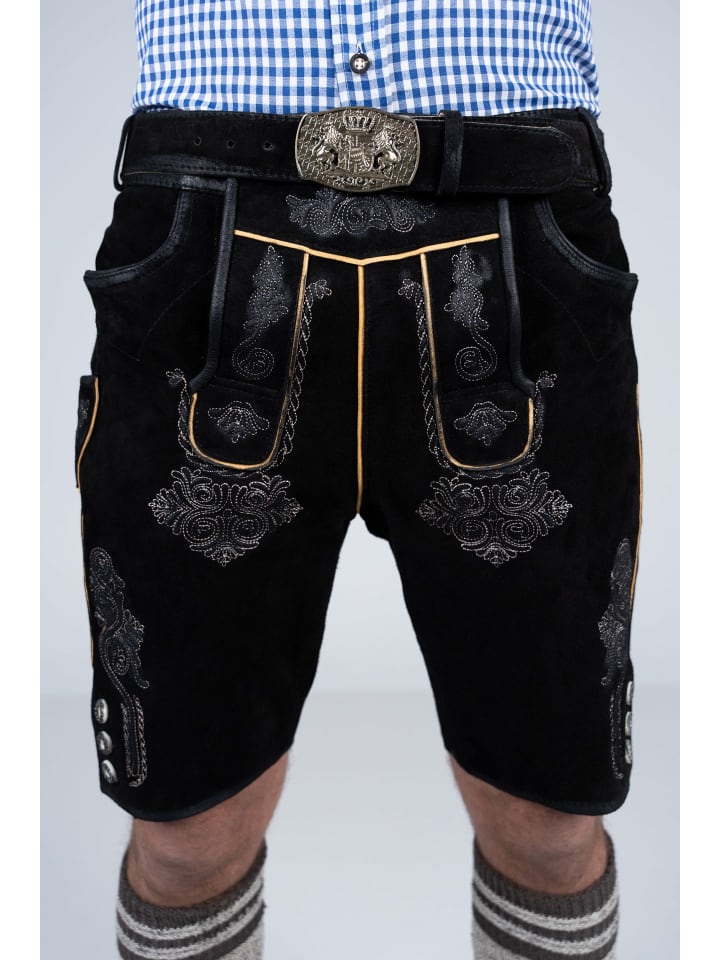Edelnice Kurze Wildbock Lederhose Ferdinand in schwarz günstig kaufen