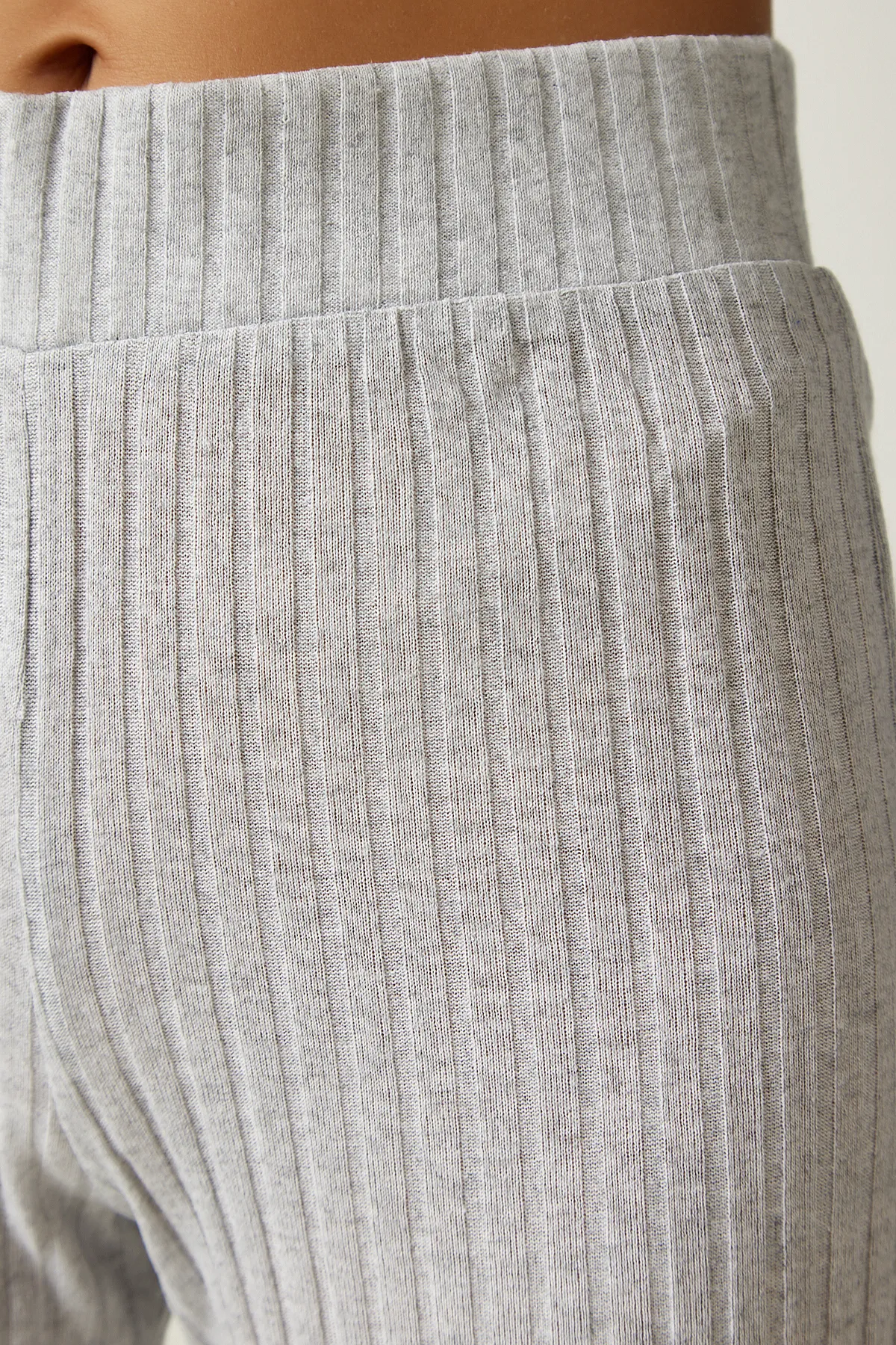 Happiness İstanbul  Graues Cord-Strickblusen- und Hosen-Set für Damen OW00008