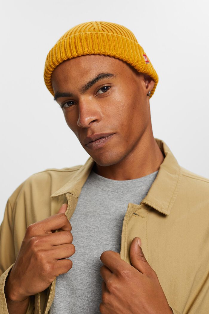 Rippstrick-Beanie, 100 % Baumwolle
