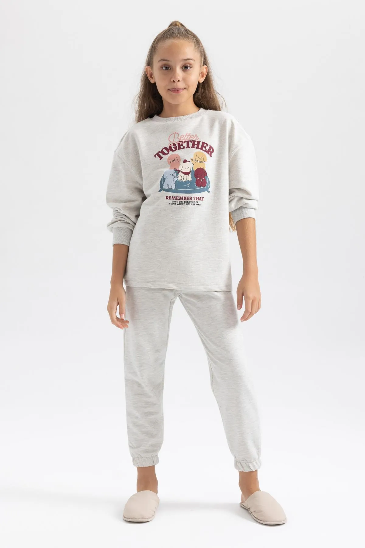 DeFacto  Bedrucktes Langarm-Pyjama-Set für Mädchen