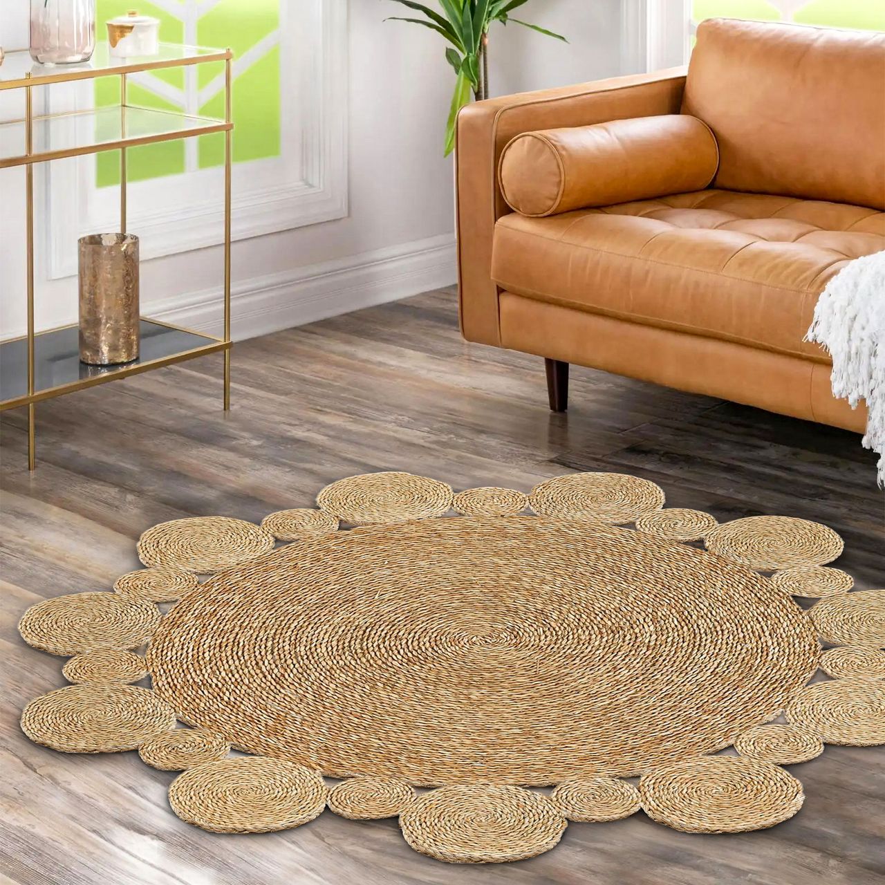 HOMCOM Teppich Seegras 130 cm rund