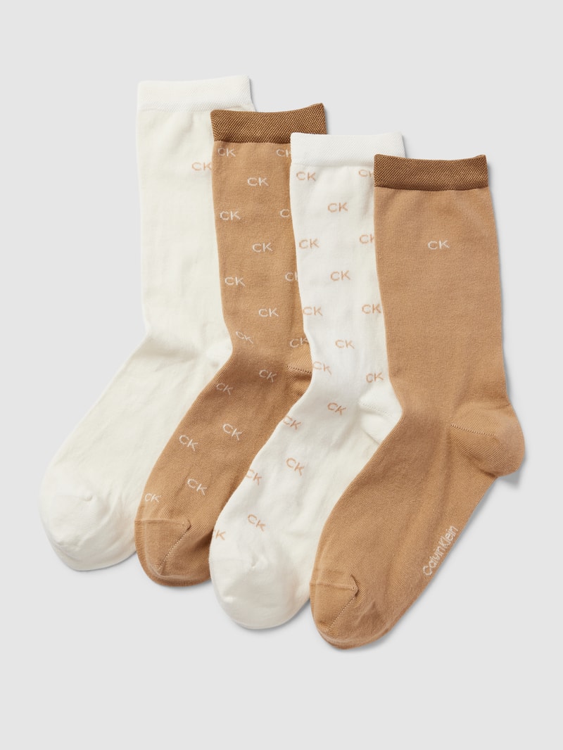 Socken mit elastischen Abschlüssen im 4er-Pack in offwhite
