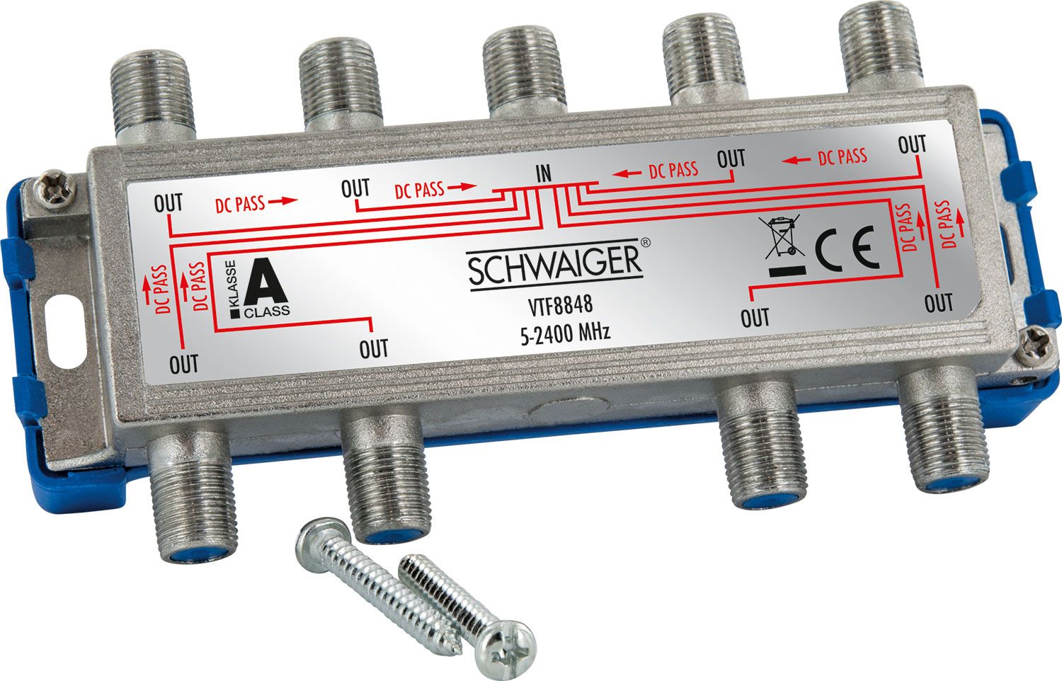 Schwaiger 8-fach Verteiler für Kabel-, Antennen- und Satellitenanlagen