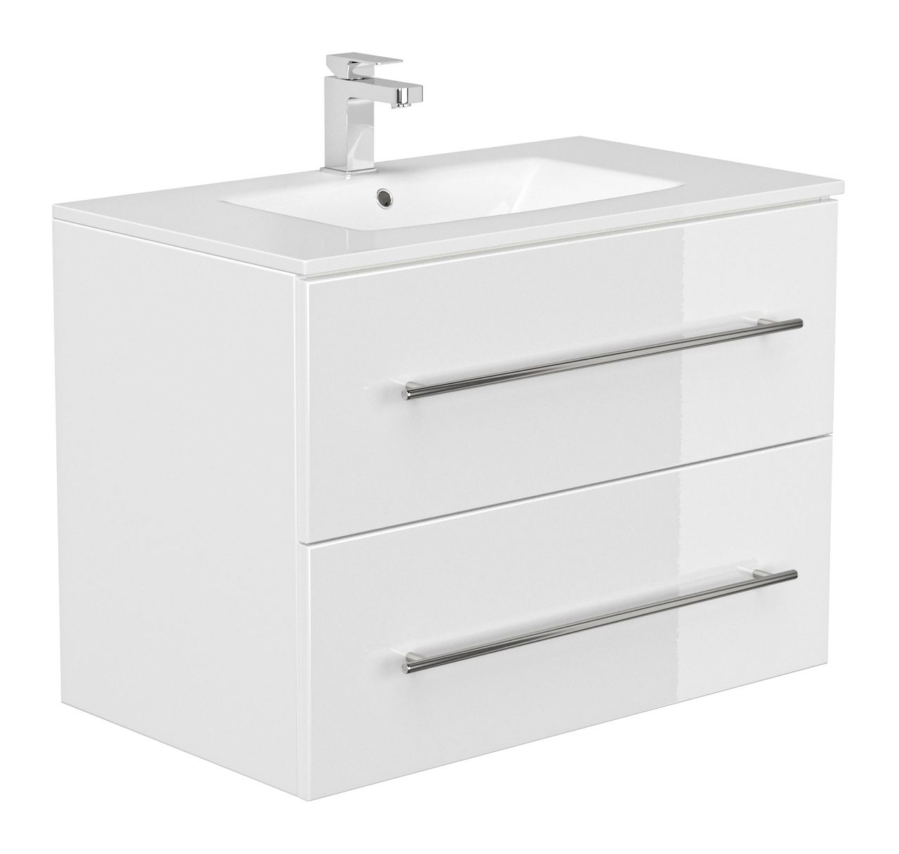 Posseik Badmöbel-Set HOMELINE 80 cm (5-teilig) weiß hochglanz EEK: F