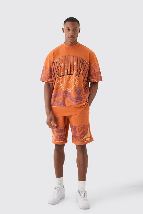Oversize T-Shirt und Shorts mit Worldwide-Print