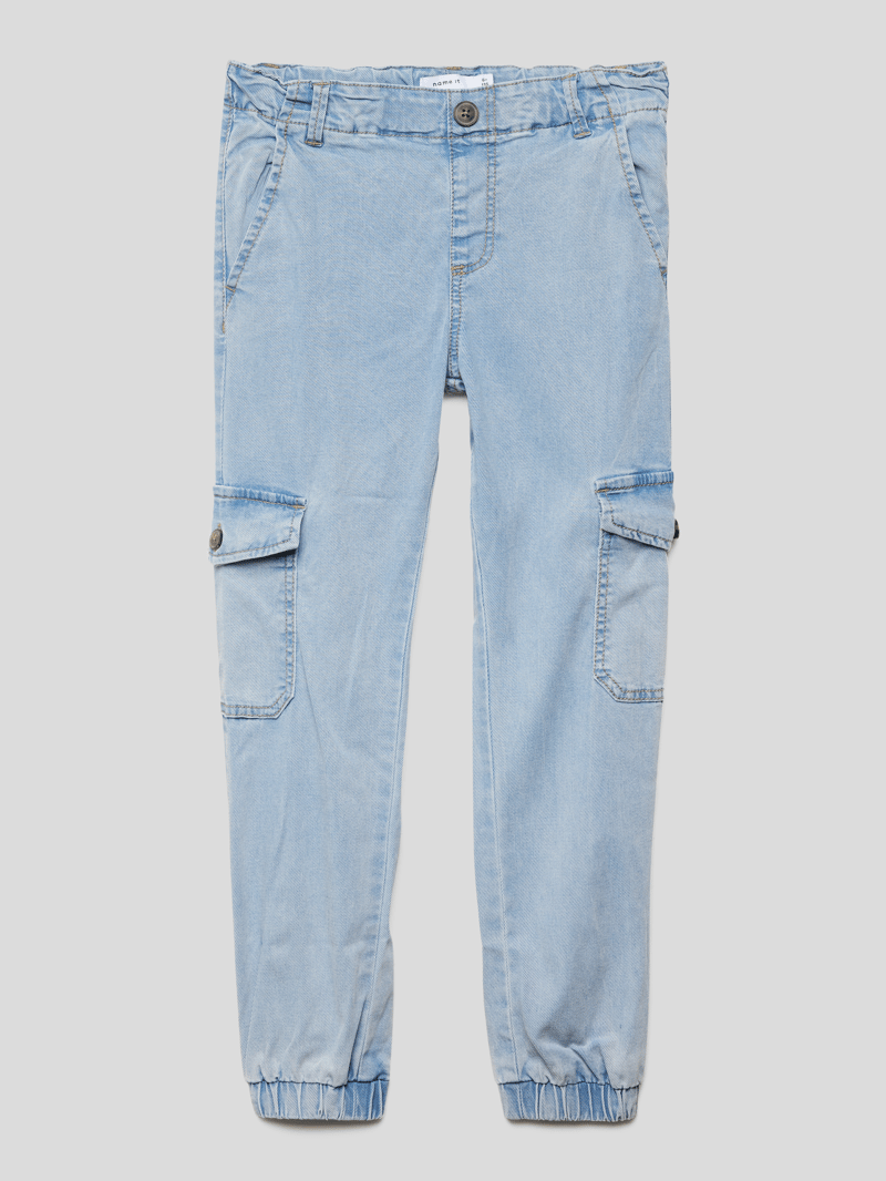 Cargohose mit elastischem Bund in jeans
