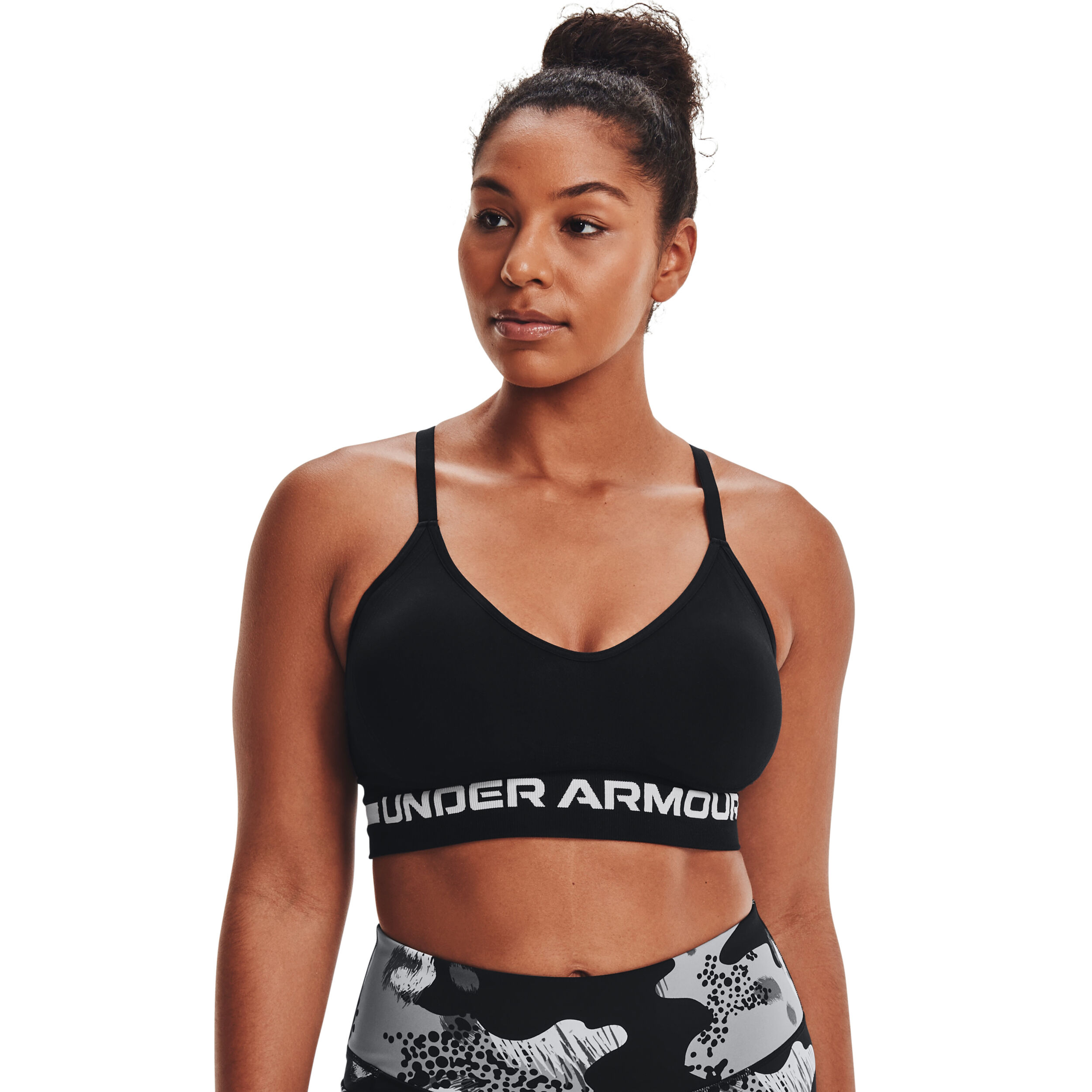 Seamless Low Long Sport-BH Damen - Schwarz, Hellgrau