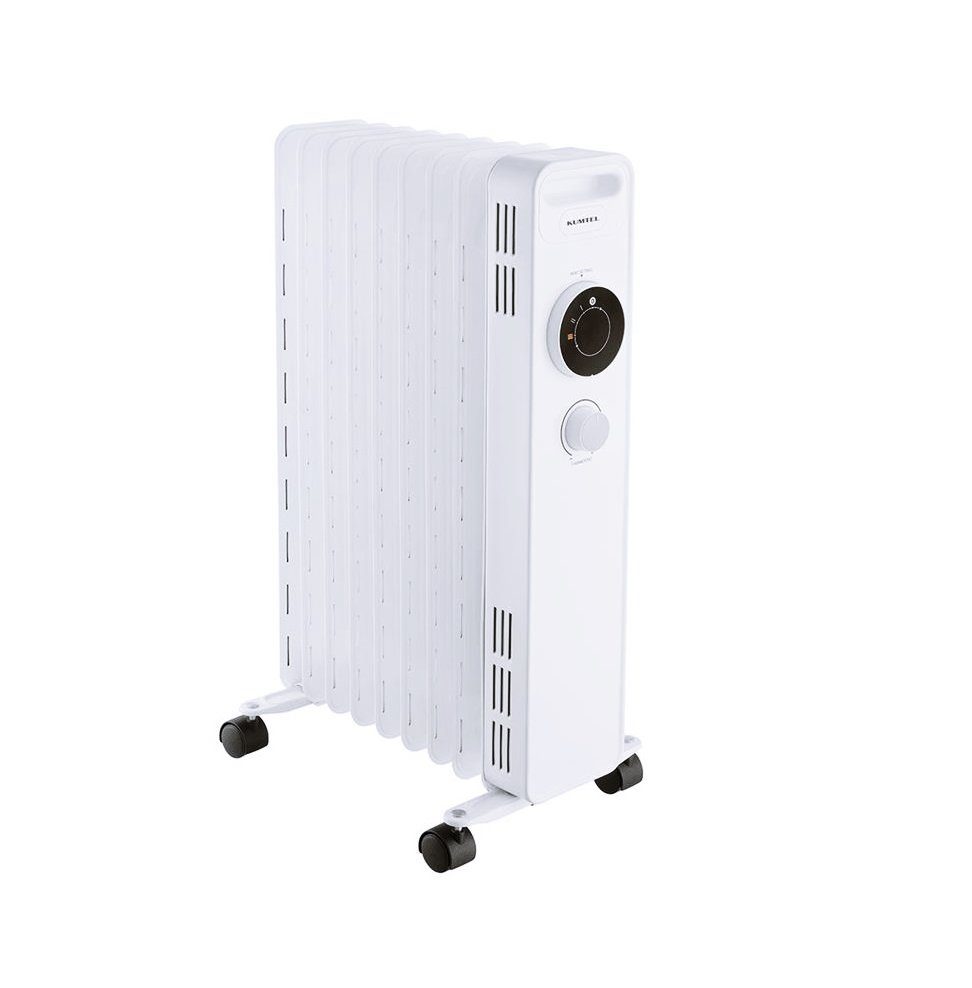 KUMTEL Ölradiator KUM-1225 Heizgerät Elektroheizung für Wohnräume, 2000 W, 9 Rippen Heizkörper, 3 Heizstufen, Energiesparend, Heizstrahler