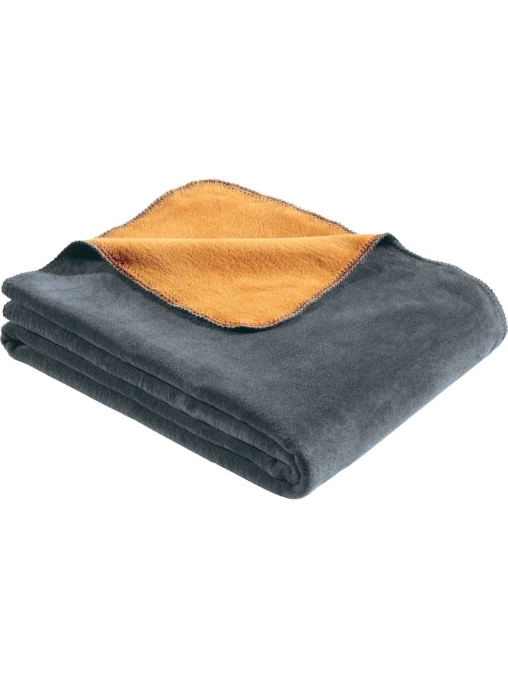 LOOKS by Wolfgang Joop Jacquard, Baumwollmischung Wohndecke in dunkelgrau/gelb günstig kaufen