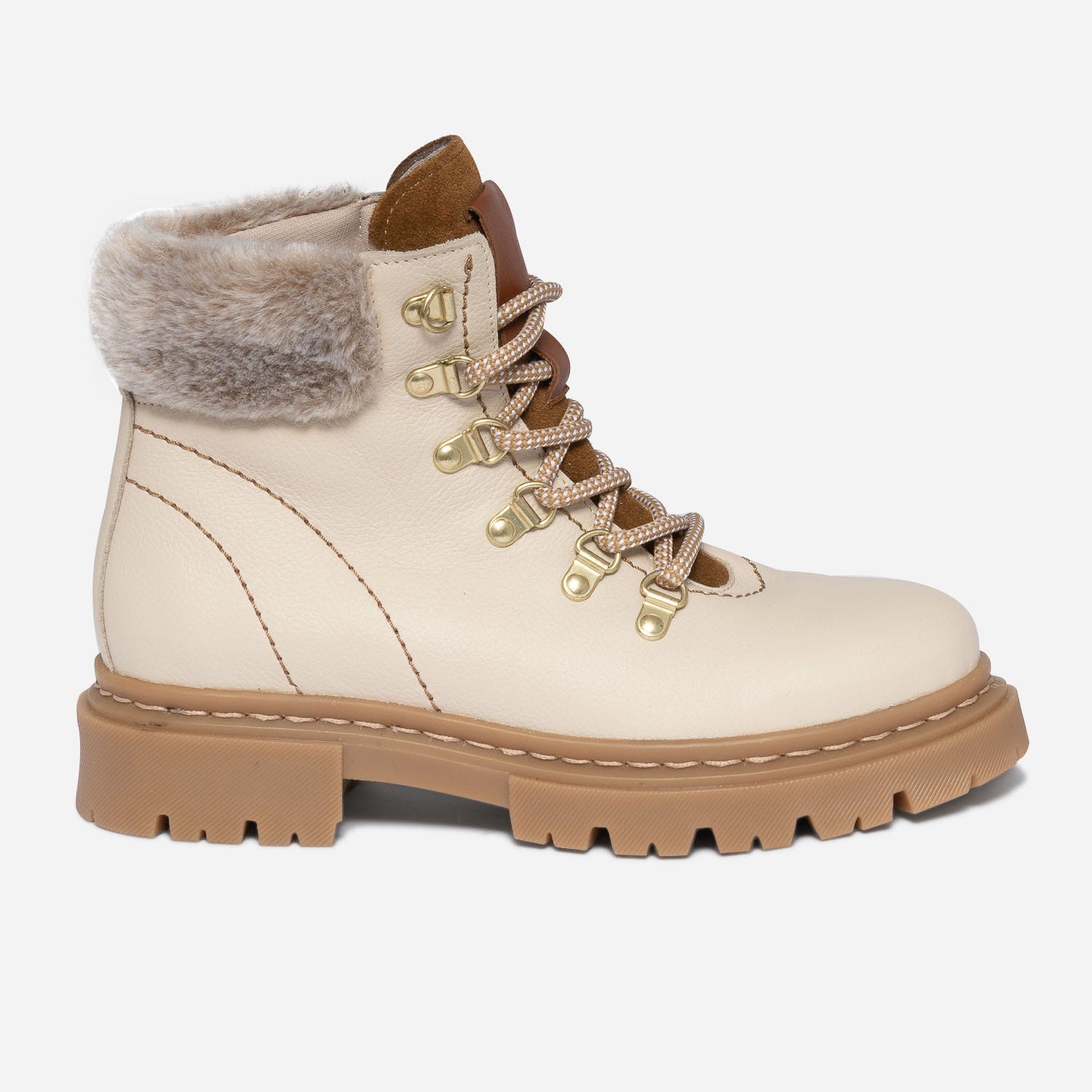 Boots TEXTO beige éco-conçu en cuir esprit montagne