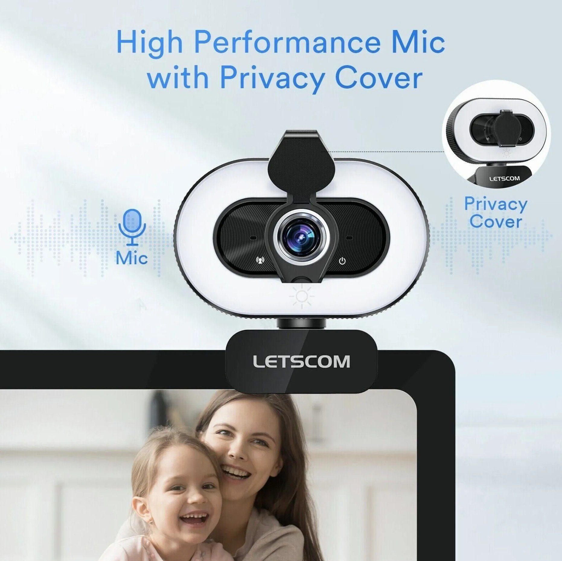 OKA 1080P Full HD Webcam mit 360° Drehung, USB Computer Kamera Full HD-Webcam (mit Mikrofon, T3601, Schwarz)