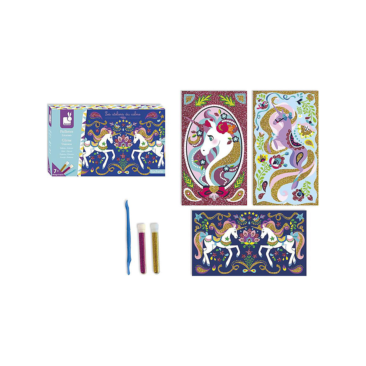 Kreativ-Set Glitzerkarten Einhörner