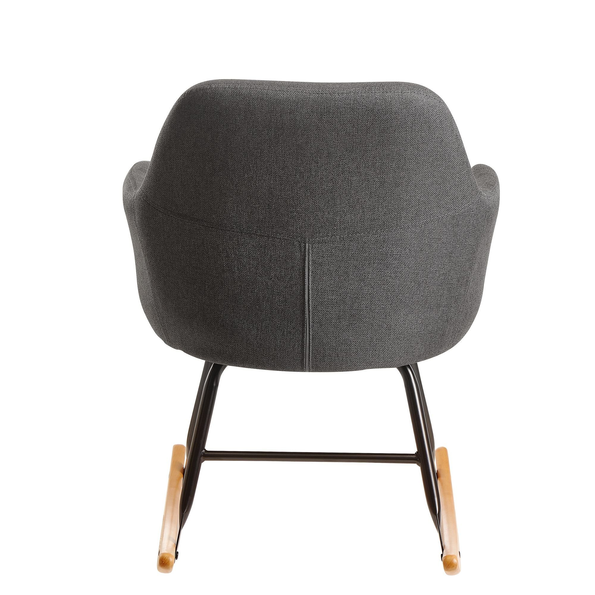 FINEBUY Schaukelstuhl FB23412 (Dunkelgrau 71x76x70cm Relaxsessel Malmo-Stoff Holz), Schaukelsessel Skandinavisch, Schwingsessel Modern