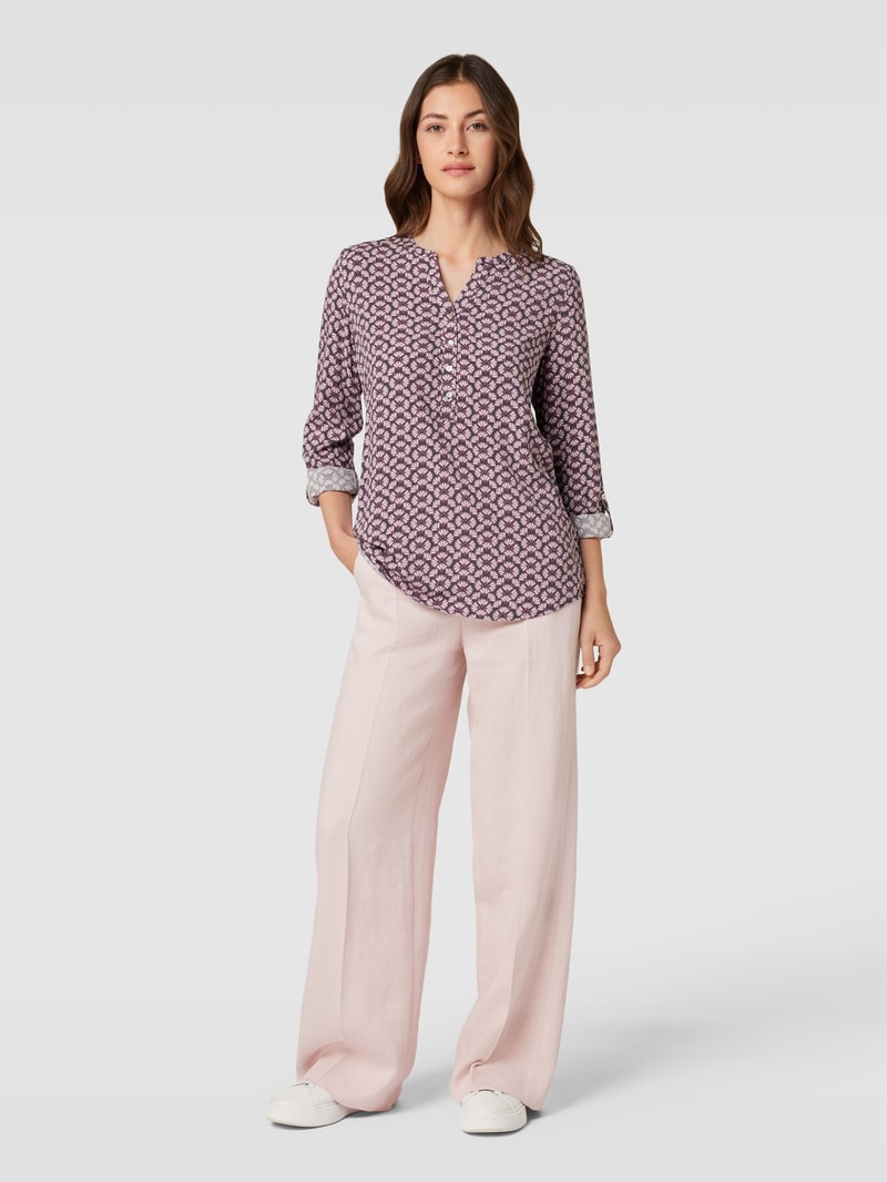 Bluse aus Viskose mit grafischem Allover-Muster in anthrazit