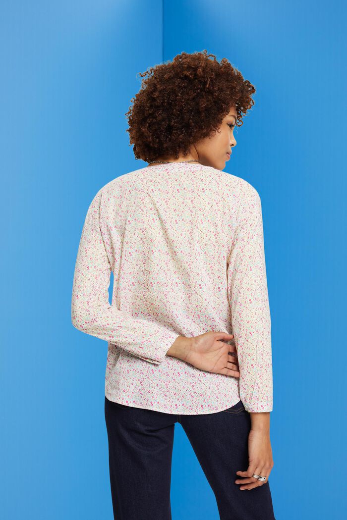 Florale Bluse mit V-Ausschnitt und Knöpfen