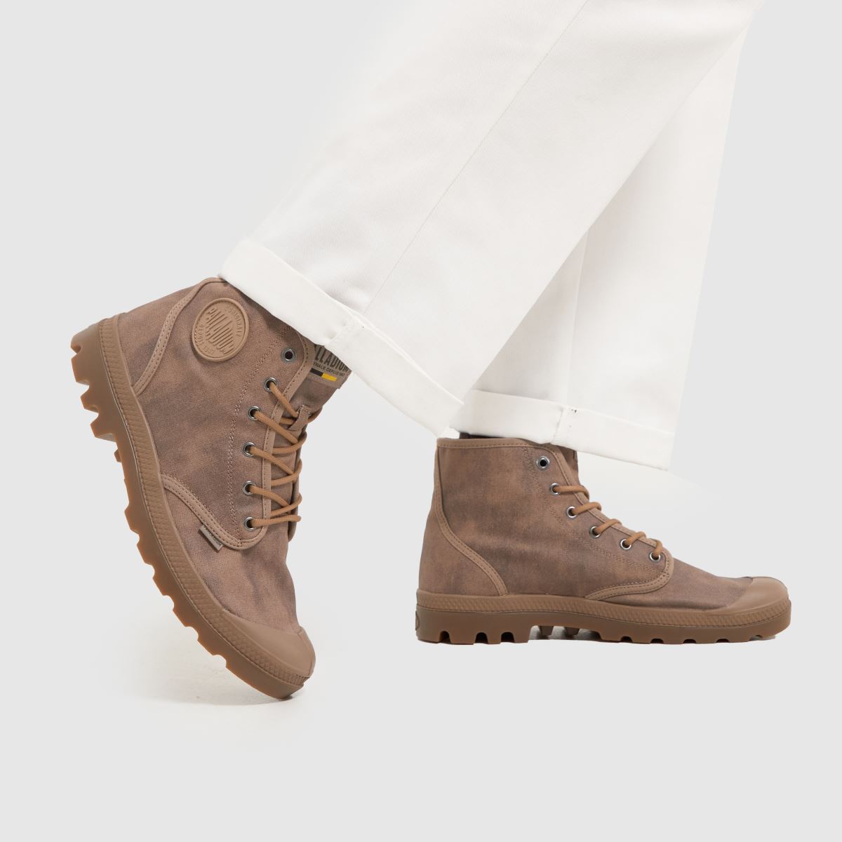 Palladium – Pampa – Beige, högvaxade sneakers