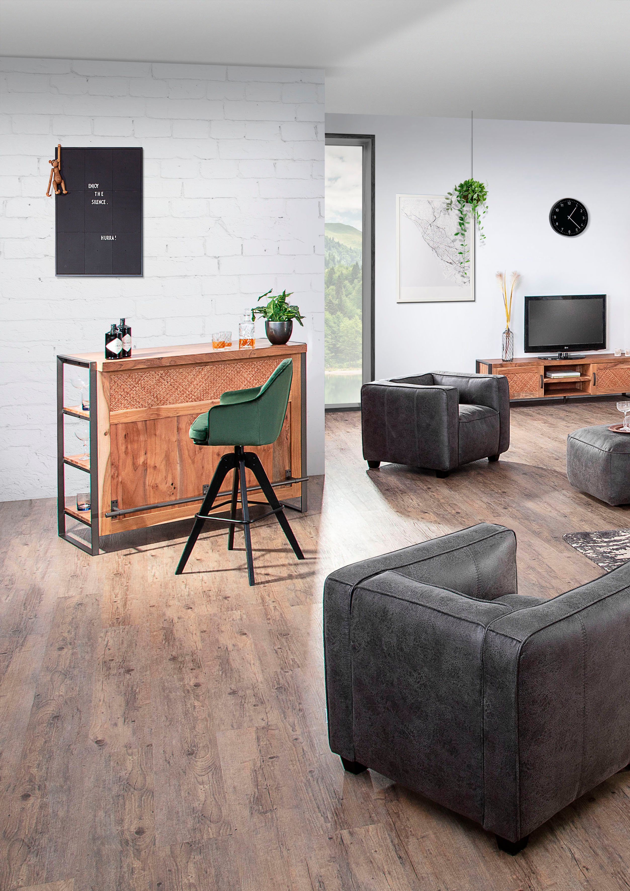 Gutmann Factory Barschrank Alvara mit Rattan Geflecht