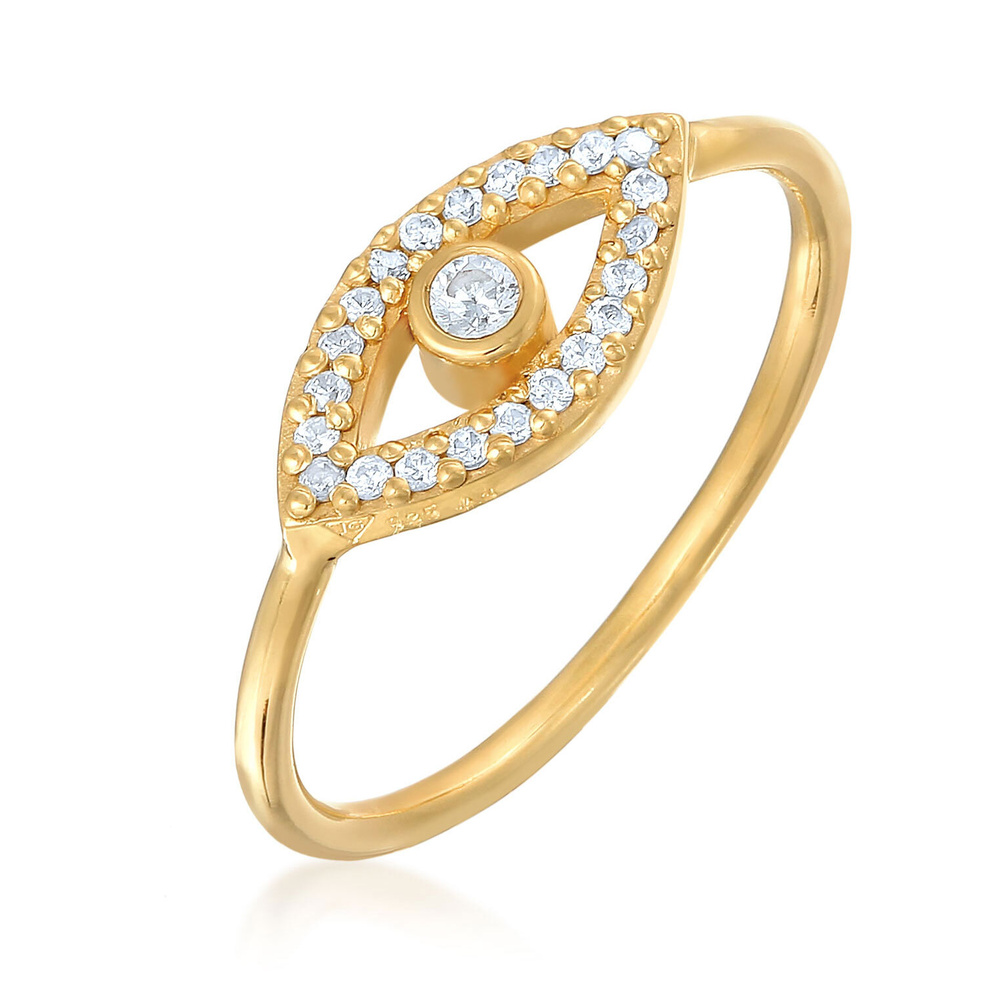Elli Elli Bague Femmes symbole Evil Eye étincelant avec cristaux de zirconium en argen Bague