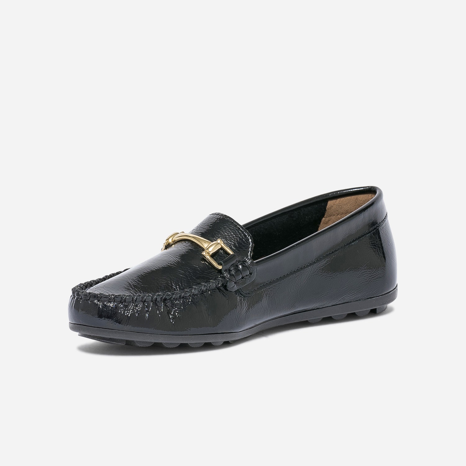 Mocassin noir en cuir verni