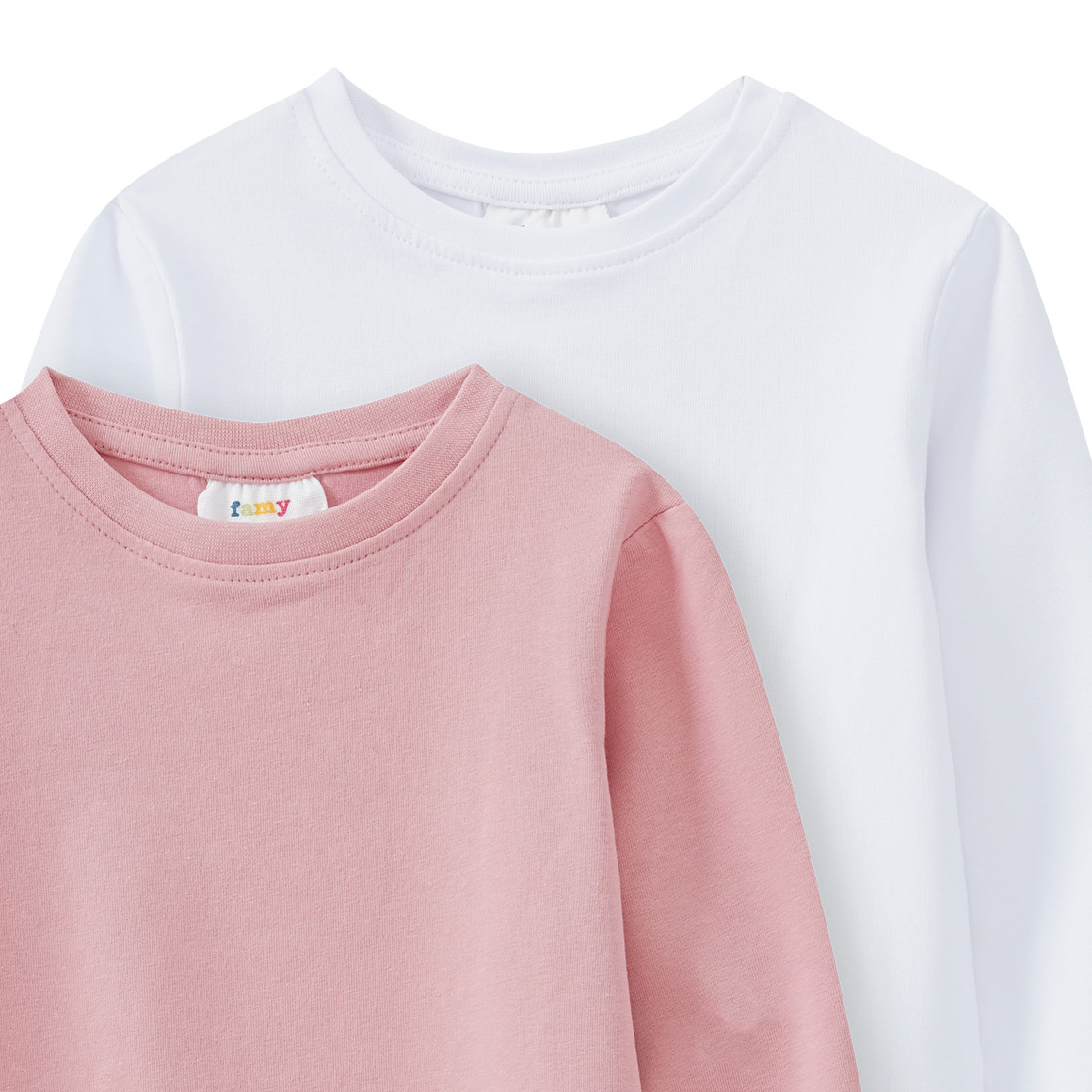 2 Mädchen Langarmshirts im Basic-Style
