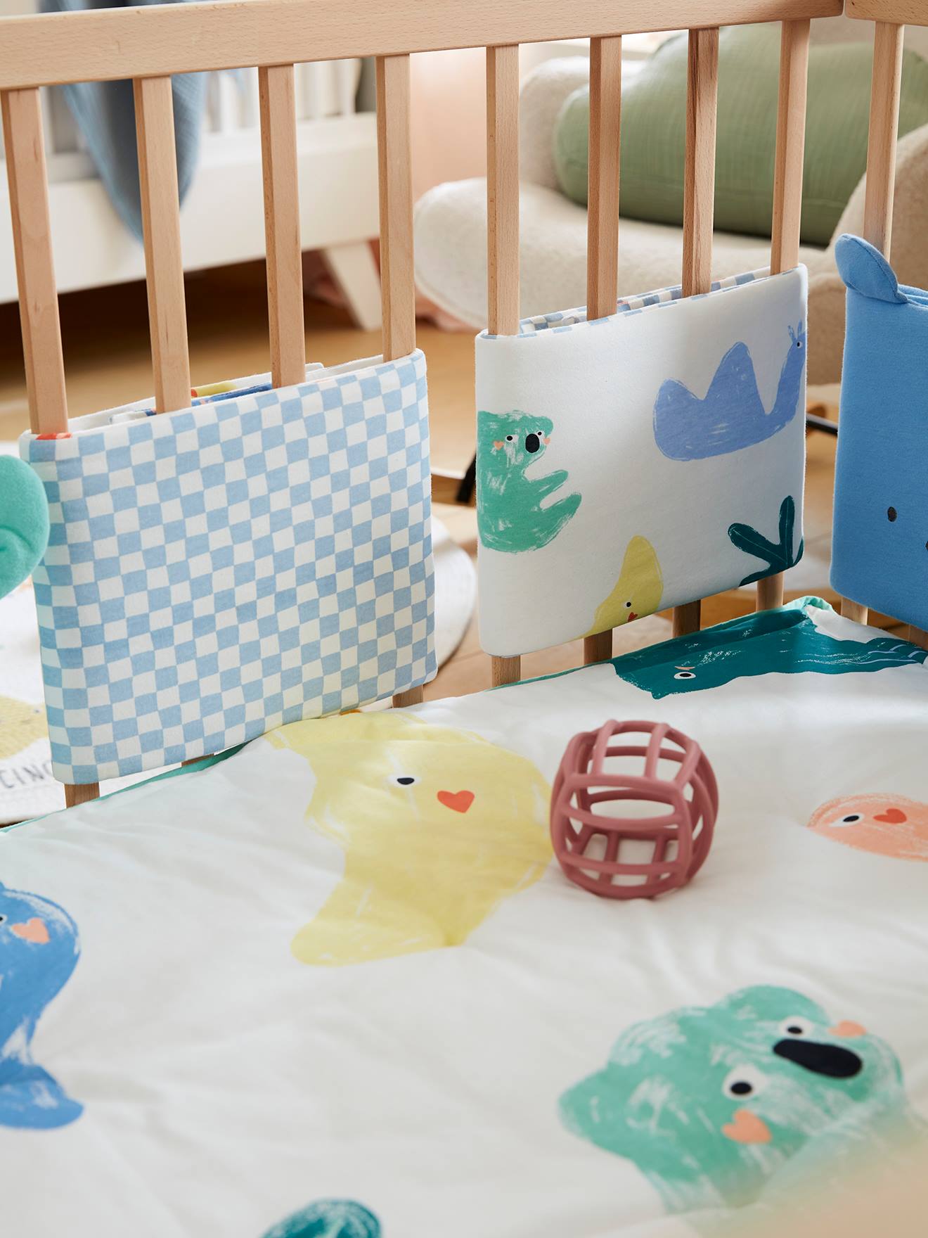 Vertbaudet Baby Bettumrandung/Laufgitter-Polster KÜNSTLER Oeko-Tex - mehrfarbig