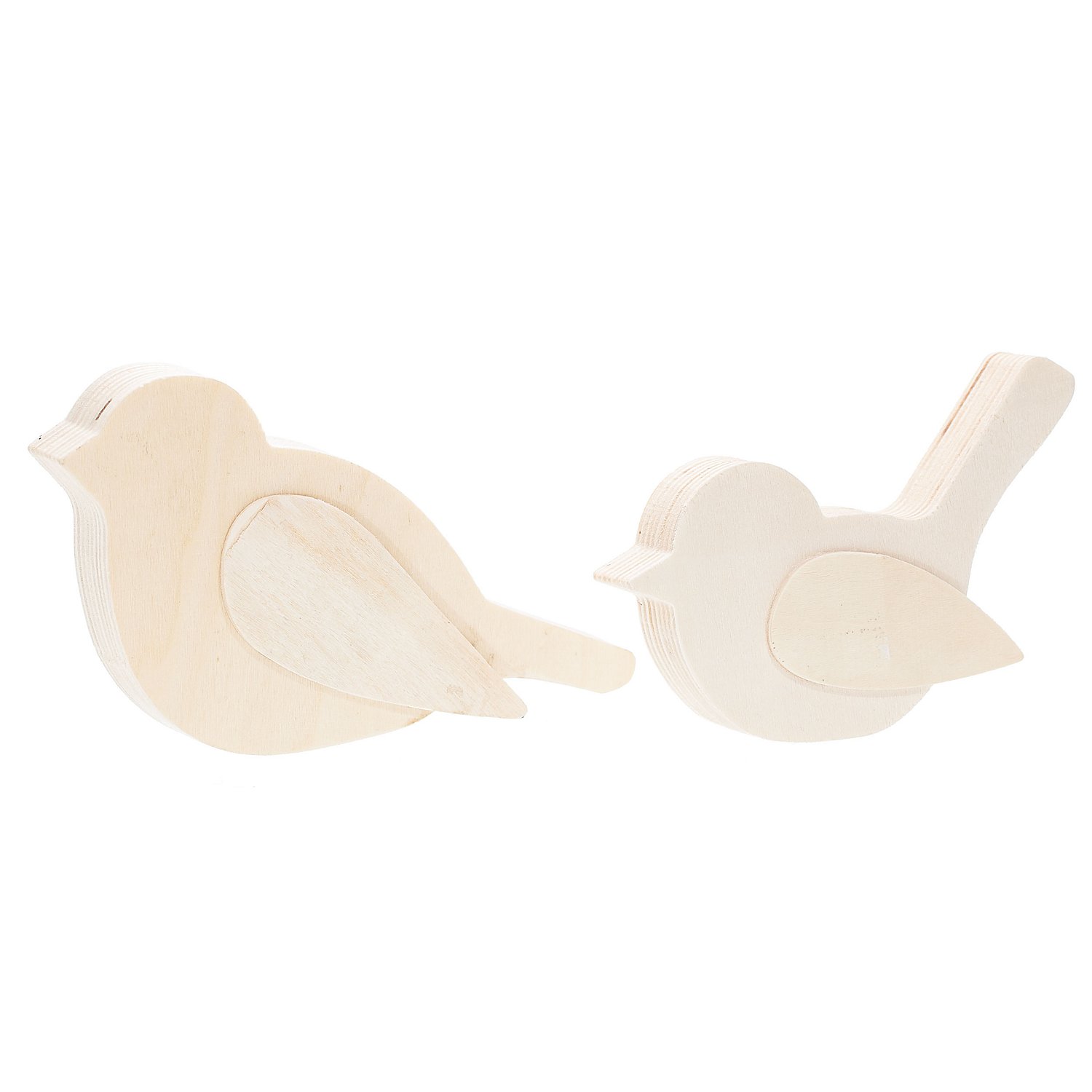 Vögel aus Holz, 12,5 cm und 16,5 cm, 2 Stück