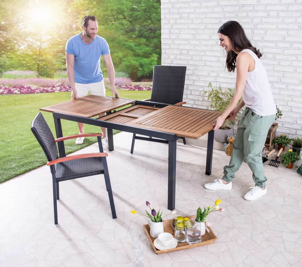 Solax Sunshine Gartentisch ausziehbar aus Aluminium GENUA Braun SE
