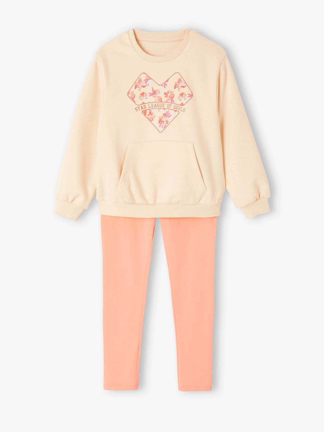 Vertbaudet Mädchen Sport-Set: Sweatshirt & Leggings - wollweiß