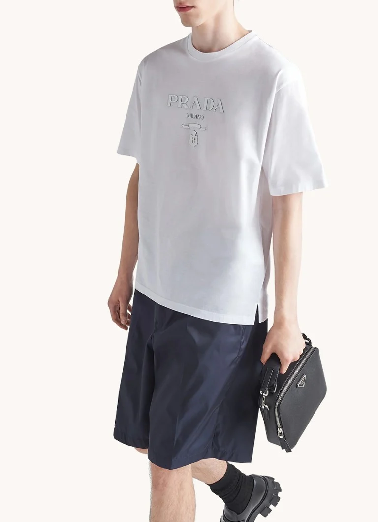 Tricou din bumbac cu logo Prada