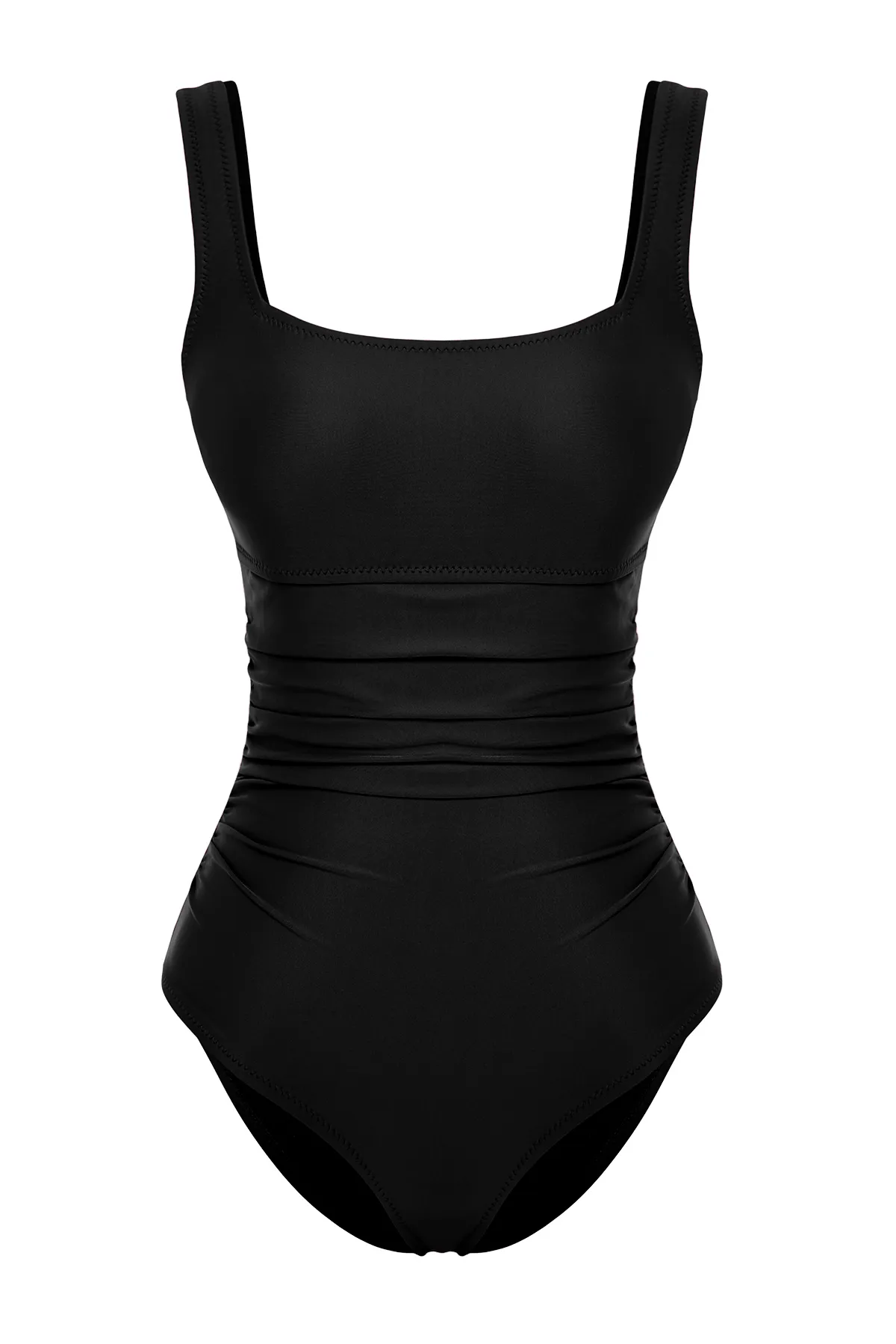 Trendyol Collection  Schwarzer, normaler Recovery-Badeanzug mit quadratischem Kragen TBESS24MA00102