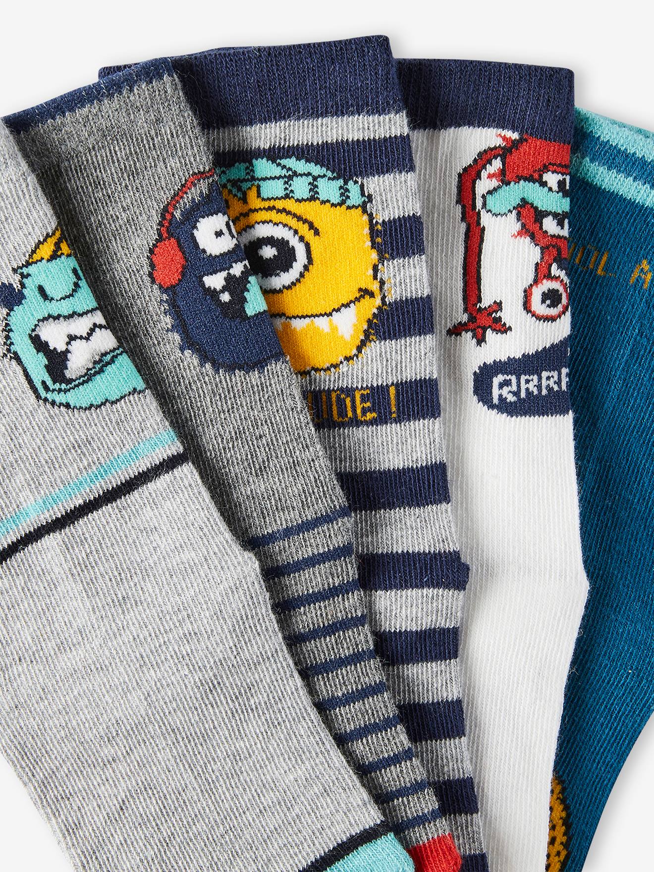 Vertbaudet 5er-Pack Jungen Socken, Monster Oeko-Tex - pack grün