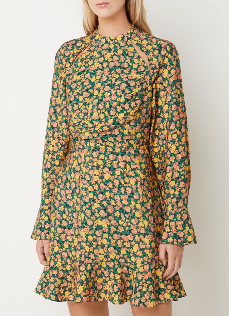 Rochie scurtă Aleezia de la French Connection, cu imprimeu floral și decupaje.