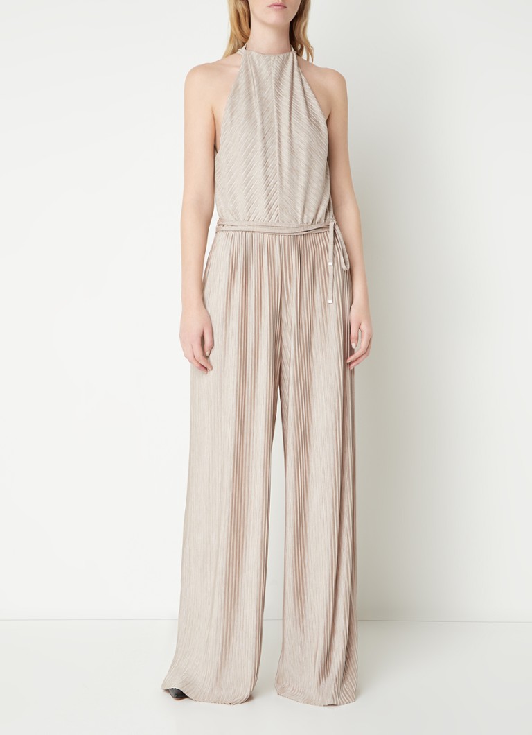 HUGO BOSS  Exuma wide fit jumpsuit met strikceintuur en ribstructuur