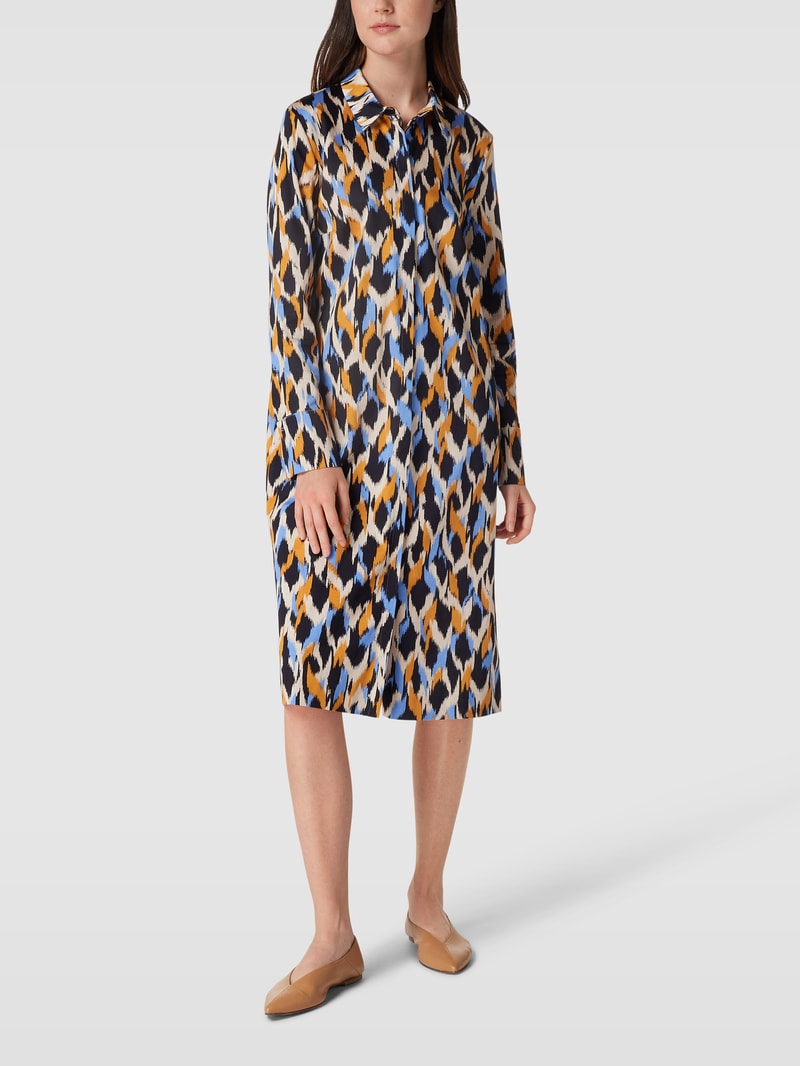 Blusenkleid mit Allover-Muster in marineblau