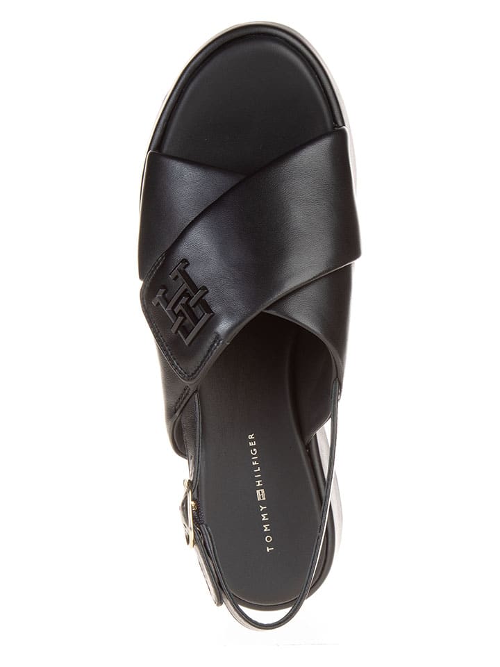 Tommy Hilfiger Shoes Leer-Sandaletten in Schwarz günstig kaufen