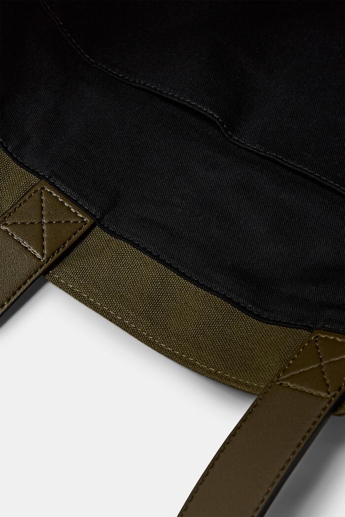 Tote aus Baumwollcanvas mit Details in Lederoptik