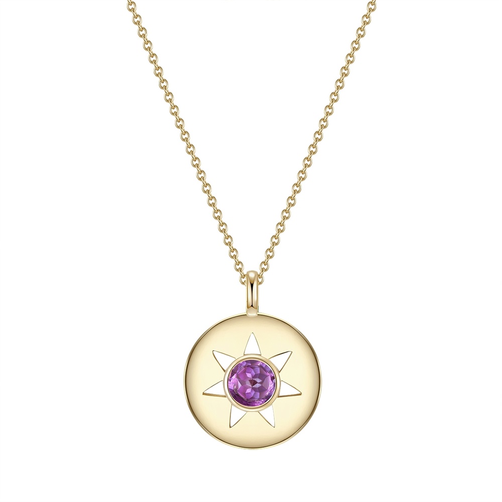 Glanzstücke München Collier en argent Soleil Argent sterling Améthyste en Or jaune collier