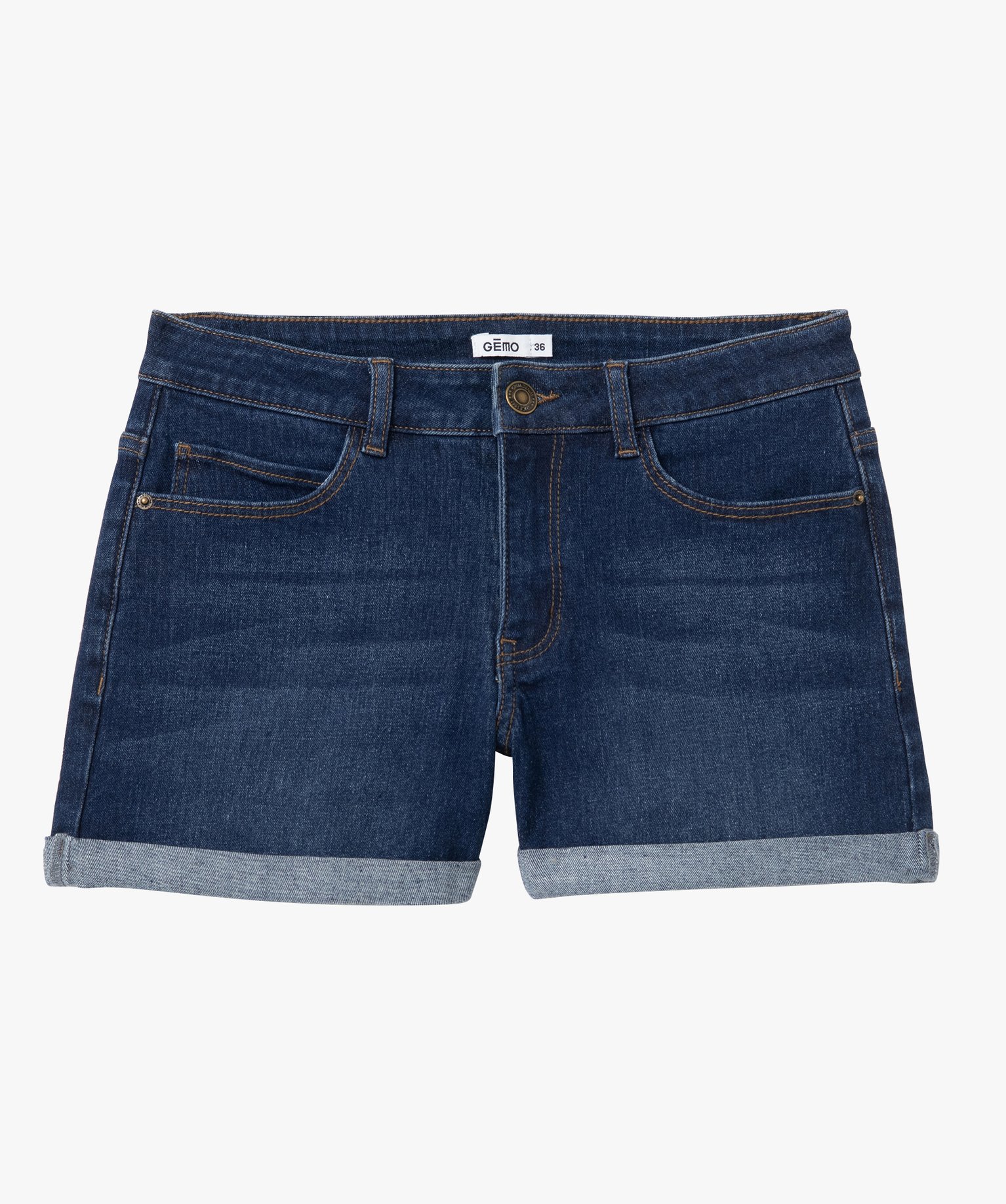 Short femme en jean avec revers cousus brut | GEMO