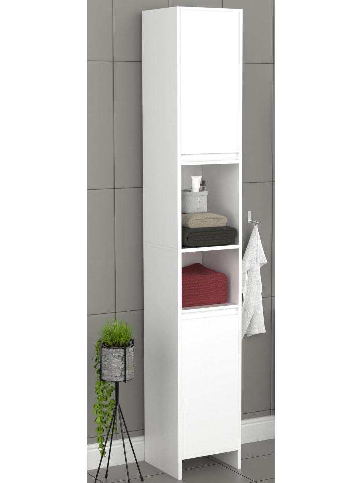 VCM  Holz Badmöbel Badschrank Hochschrank Malira in Weiß günstig kaufen onesize