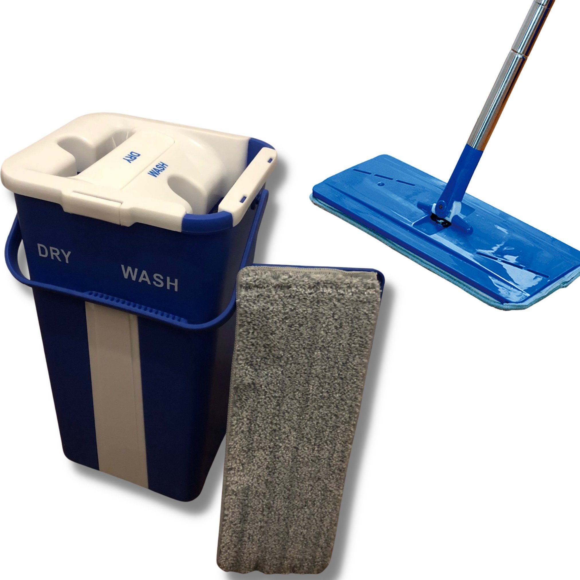 Starlyf Wischmopp Autoclean Mop Bodenwischer-Set, beutellos, selbstreinigendes Wischsystem, Doppelkammereimer, 2,7 Liter