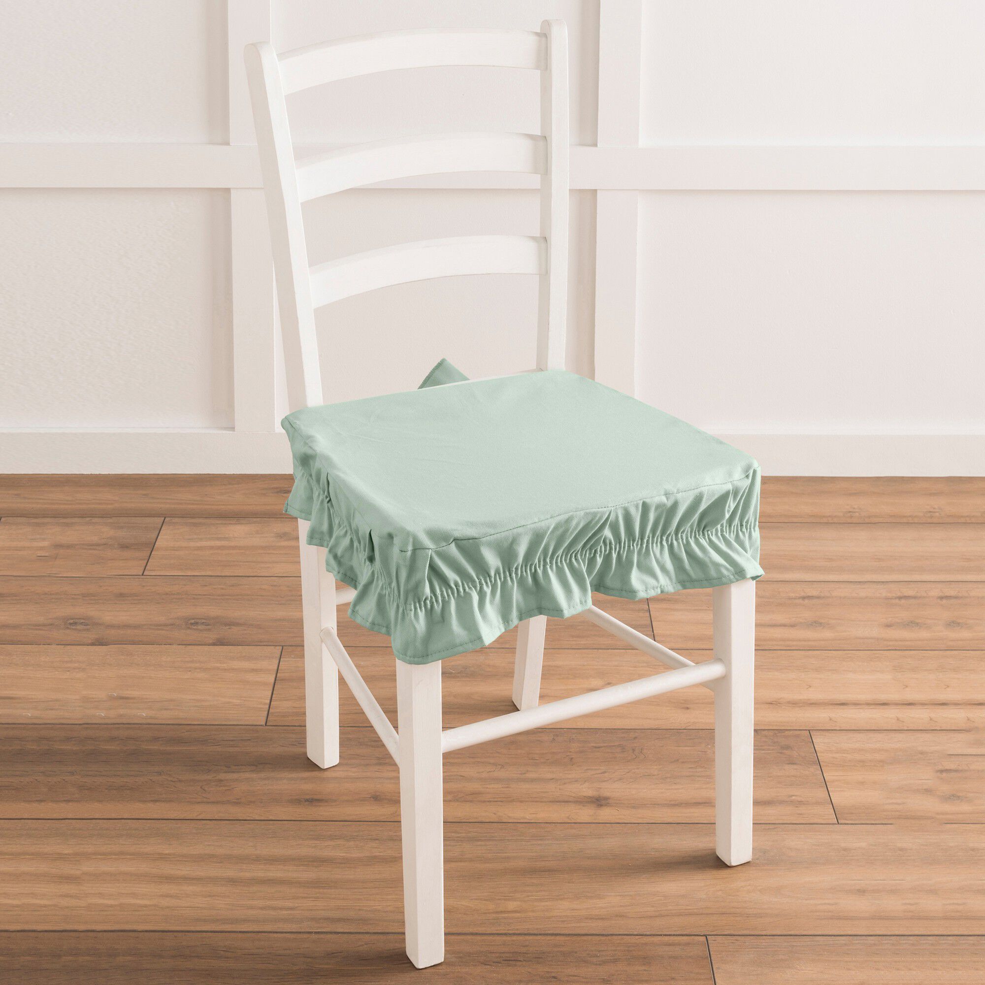 Housse chaise unie volantée coton bachette