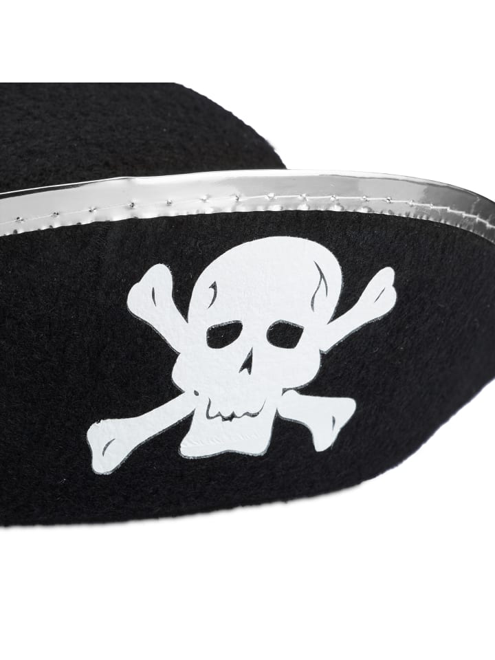 relaxdays 4 x Piratenhut in Schwarz/ Silber günstig kaufen onesize